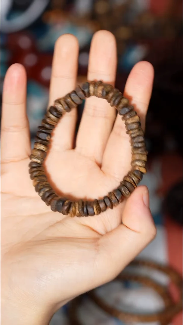 沉香手串沉香碎银子单圈
