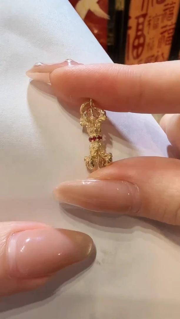 吊坠(不含链)钻石18K金镶嵌金刚杵吊坠（小号）