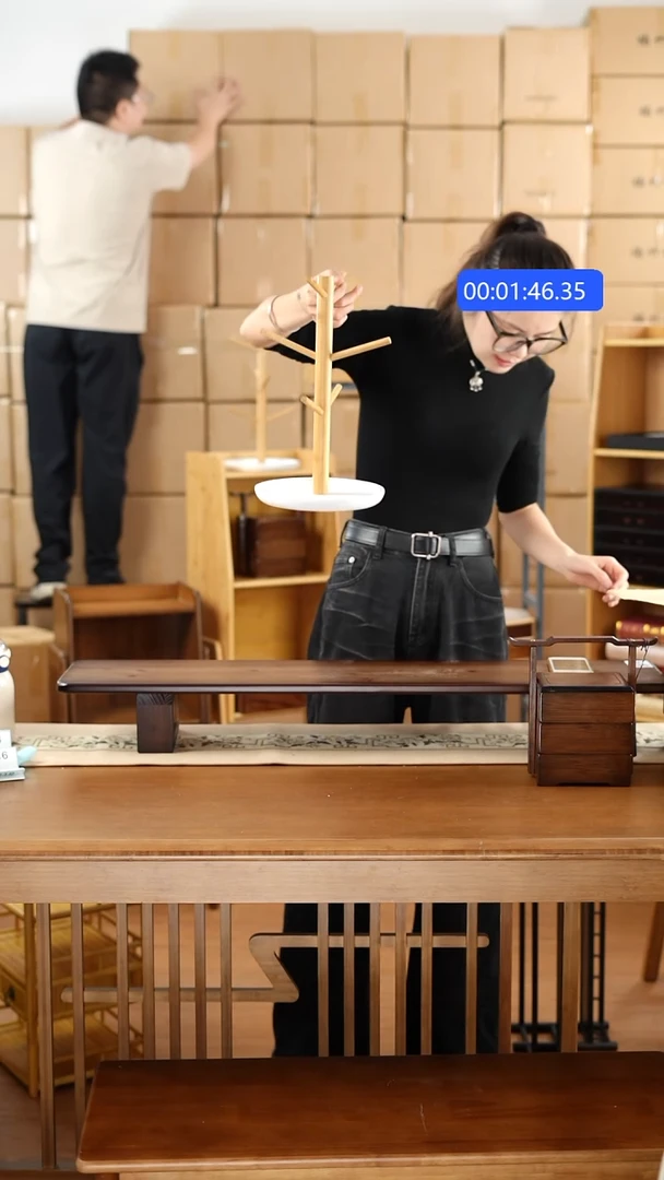 竹树枝杯架白底盘