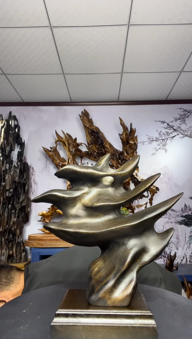 金丝楠木雕款仰**空金丝楠木工艺品摆件