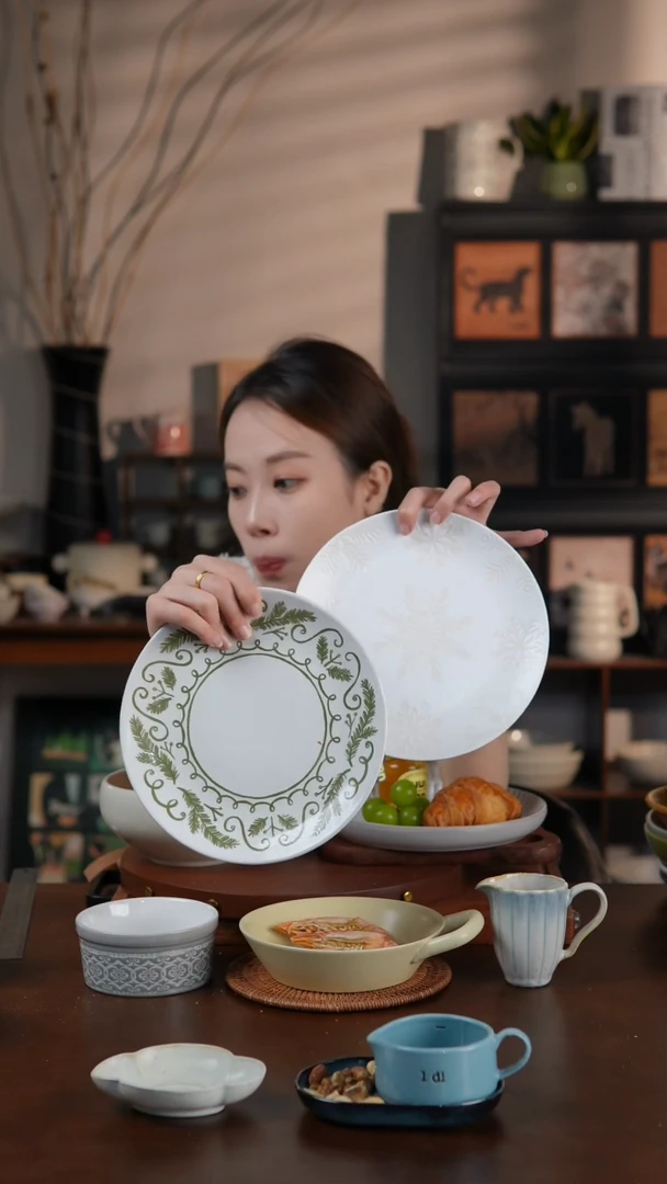 陶瓷釉下彩8寸印花早餐盘两只装 微瑕 凑满20发货