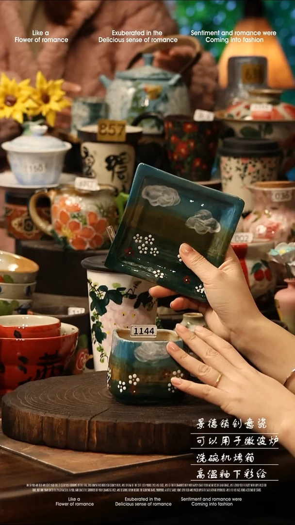 陶瓷景德镇高温釉下彩手工手绘款式@A1144@