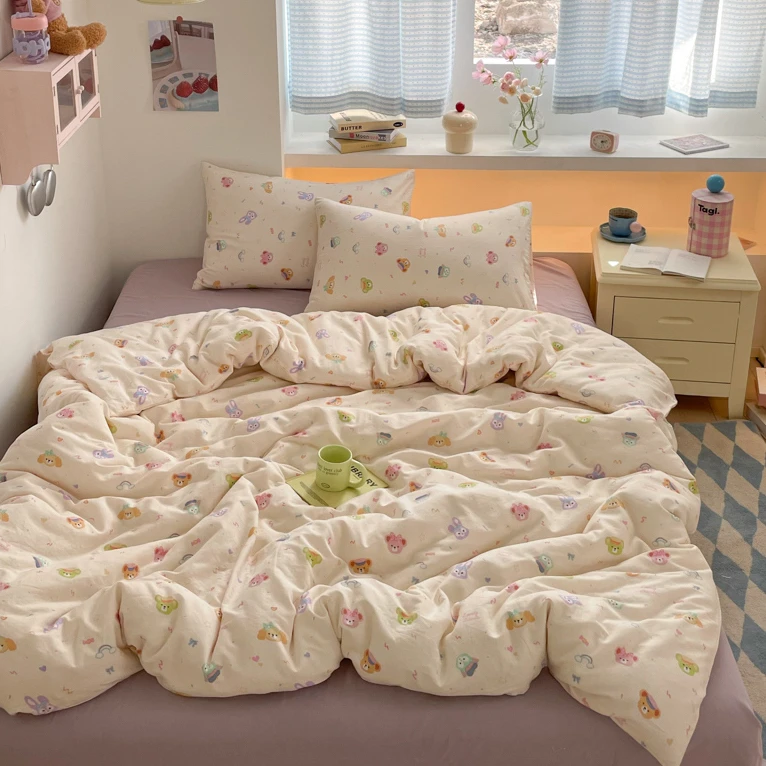 喜番｜露琳 全棉双层纱三件套四件套2025新款小清新可爱少女系