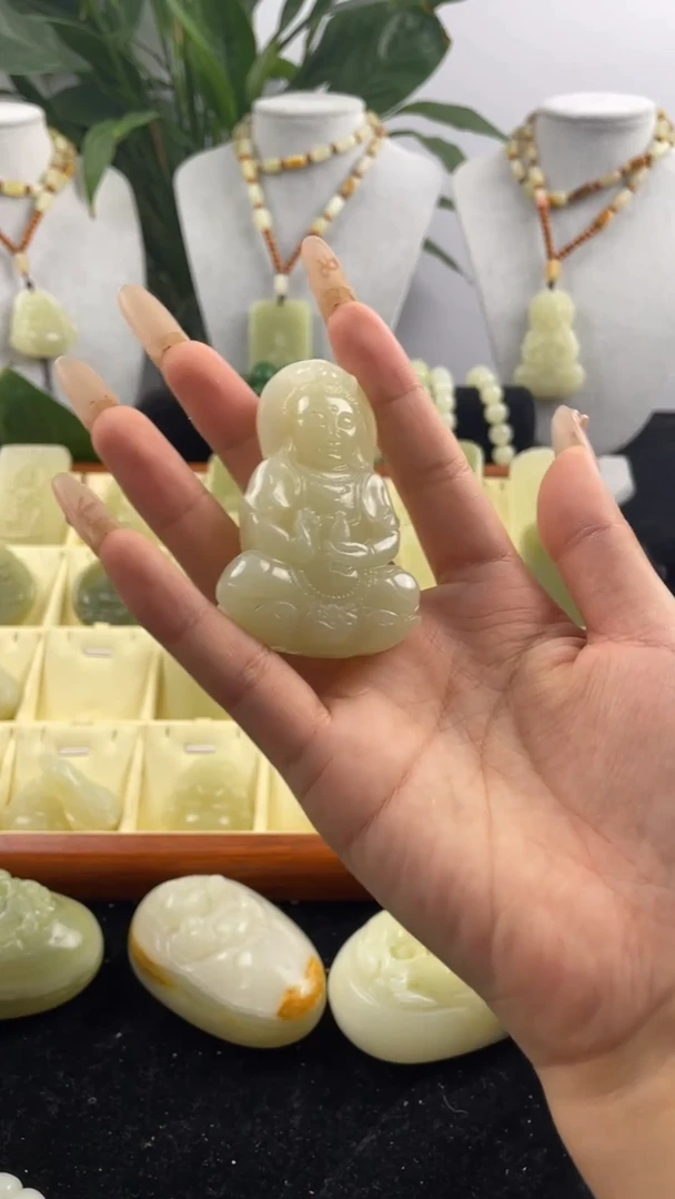 玉双面观音配绳配礼盒
