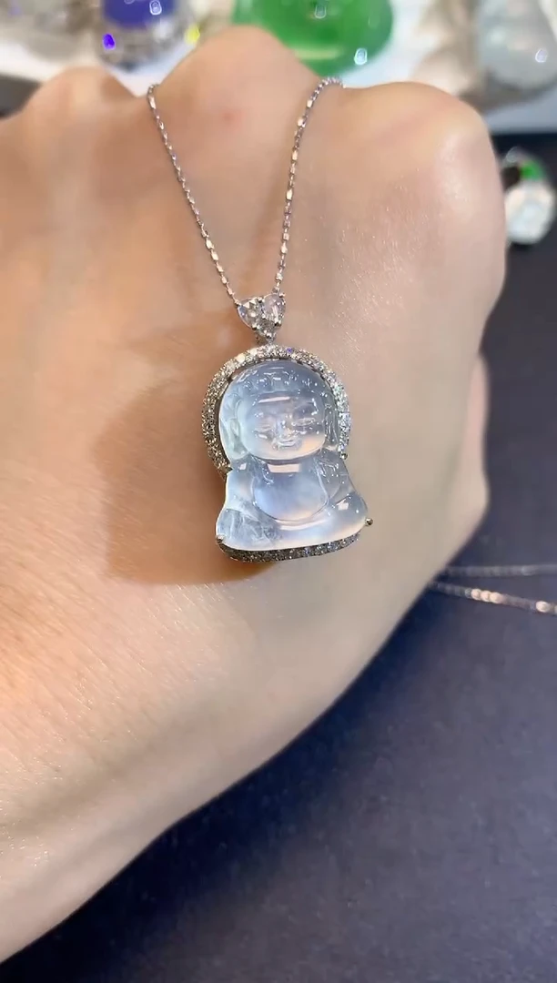 吊坠(不含链)18K金镶嵌翡翠A51