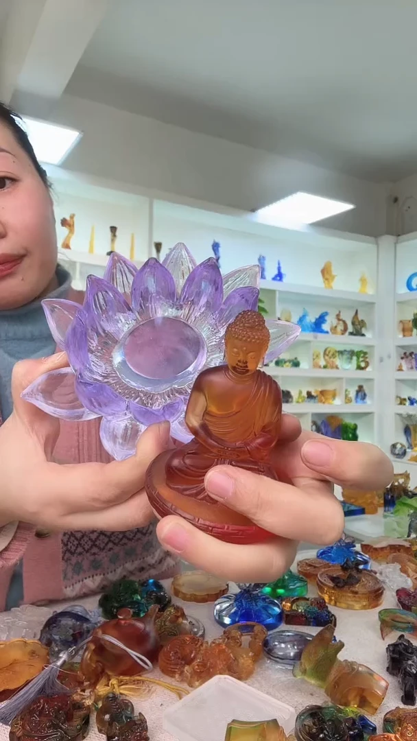 手工艺品琉璃黄色莲花