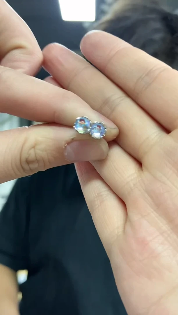 【闪购商品】拉长石耳钉银S925镶嵌多样性发其一颜色微差