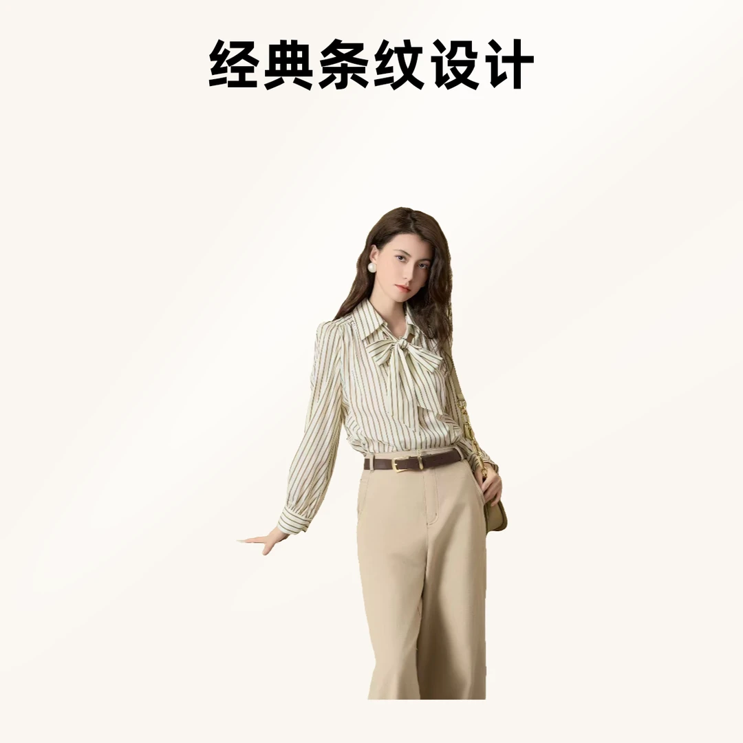 【春季上新】蝴蝶结竖条纹衬衫