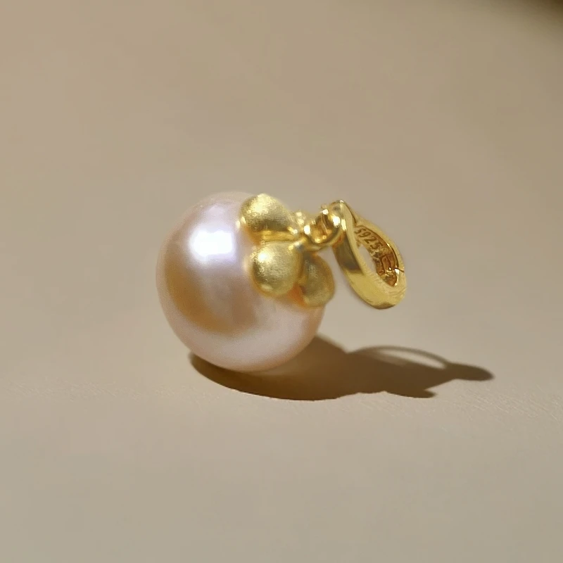 钰松霖天然珍珠柿柿如意万能扣s925银吊坠气质轻奢时尚百搭强光