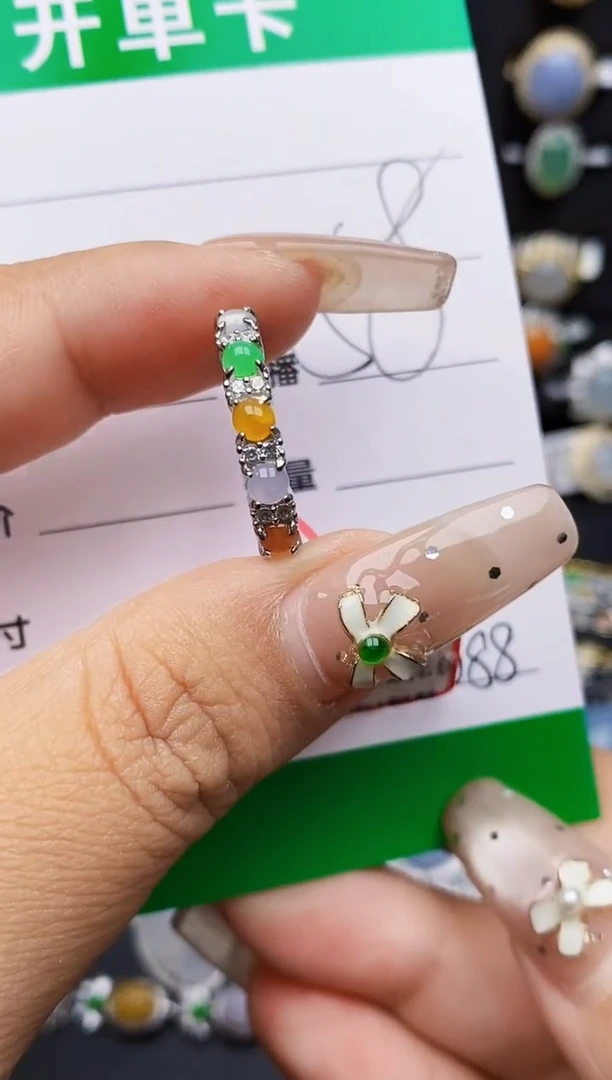 翡翠戒指银S925镶嵌0088