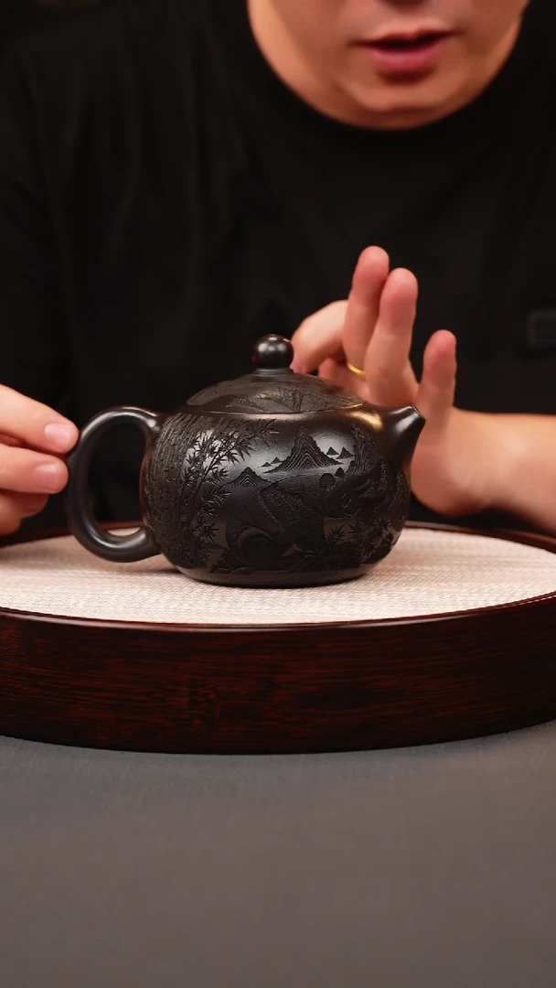 茶壶紫砂石黄熊猫大西施