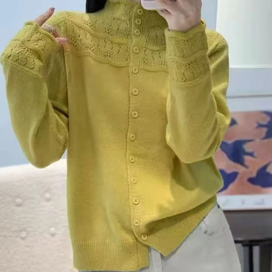 454-【法式勾花】气质针织女时尚毛衫毛衣秋冬设计感洋气上衣软糯