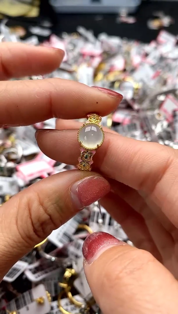 【闪购商品】翡翠戒指银S925镶嵌555555     5