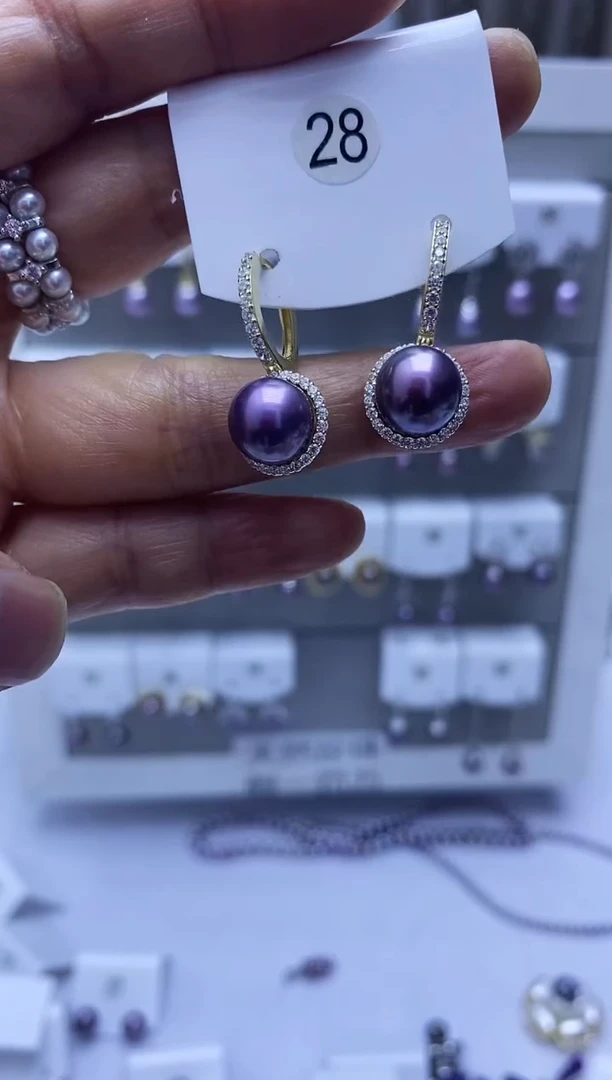 银S925镶嵌耳饰淡水珍珠28