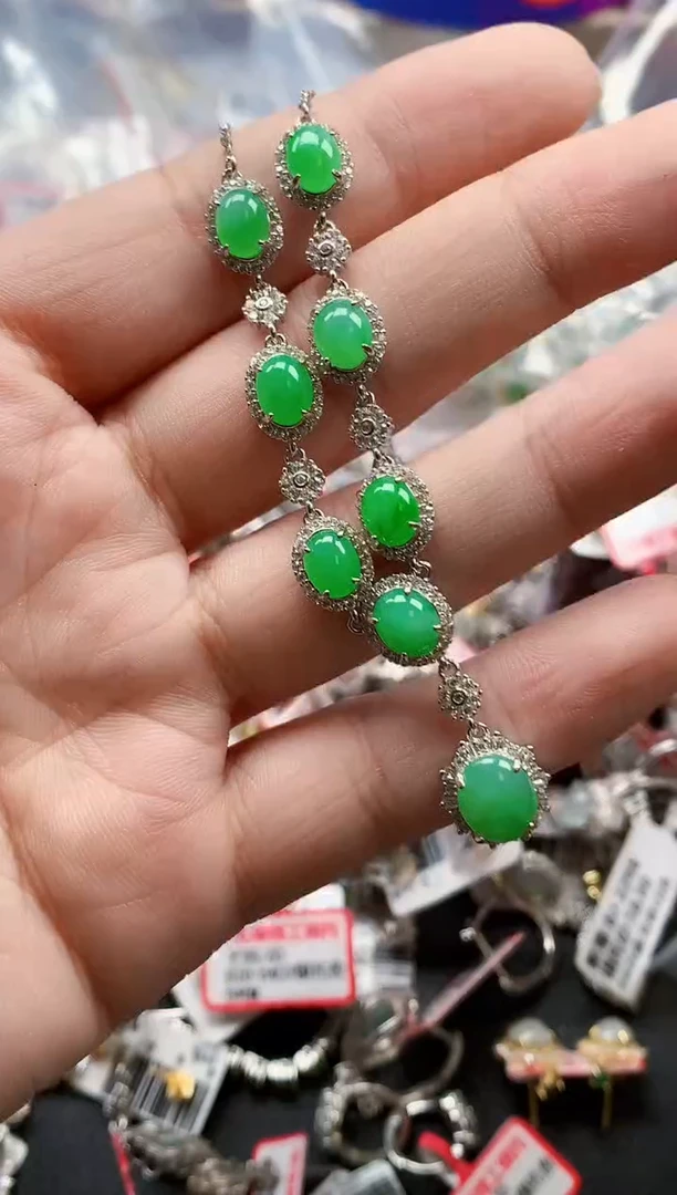银S925镶嵌戒指翡翠天然A货缅甸翡翠