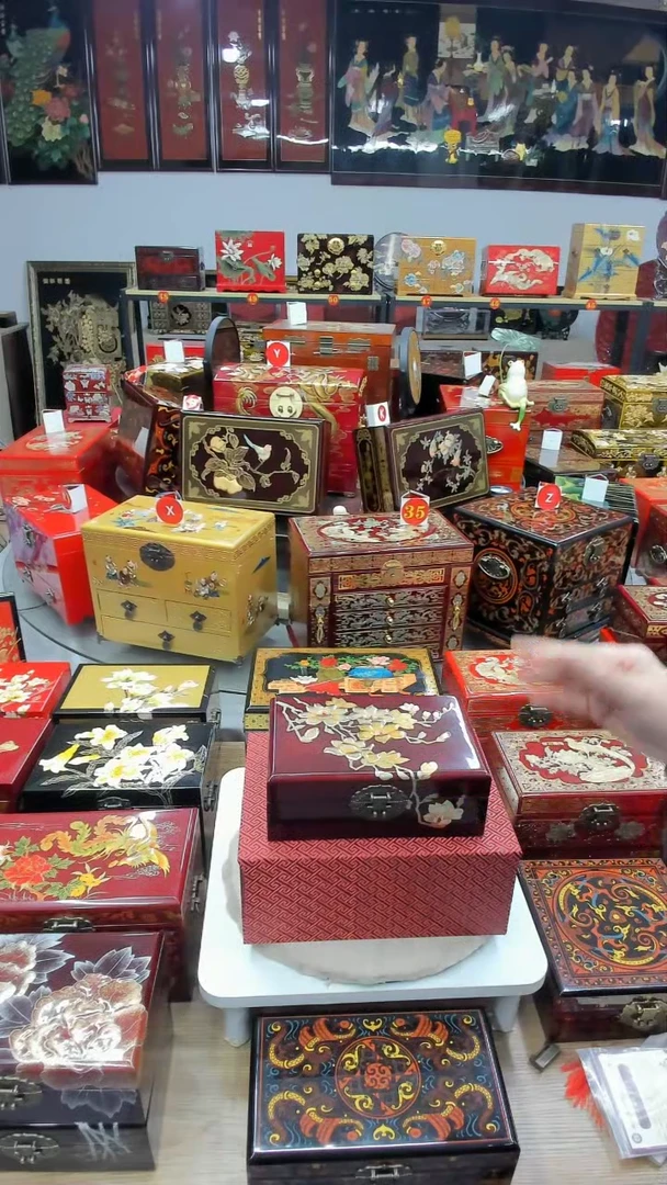 【闪购商品】21黑加红双层手推漆贴金玉兰升级款