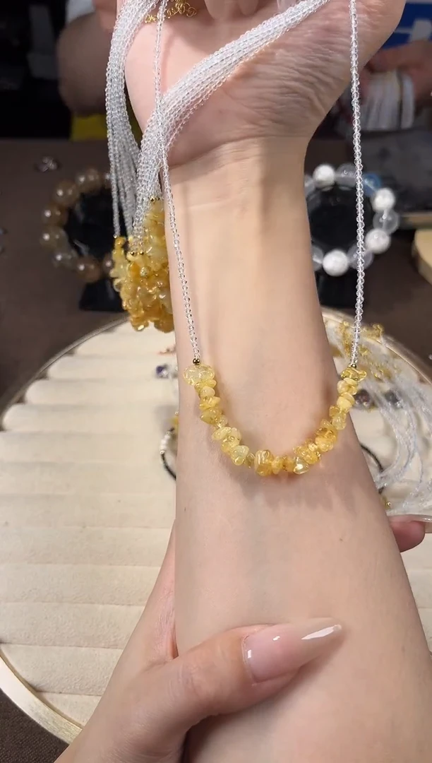 未镶嵌项链水晶黄塔晶碎石锁骨链