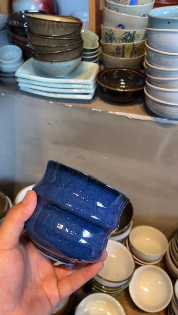 【闪购商品】瓷片534 季蓝扭扭碗1个