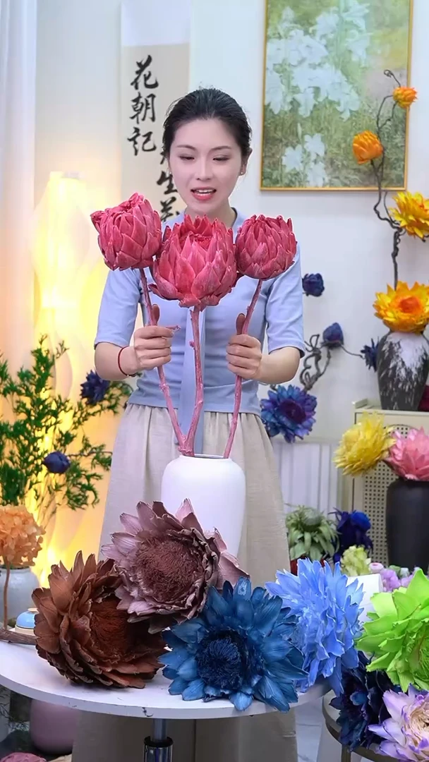 永生洋蓟玫粉3头5234
