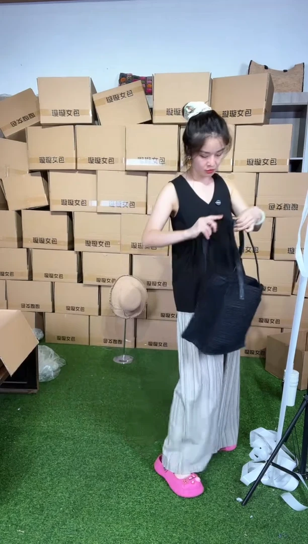 拉菲草手工编织包包33