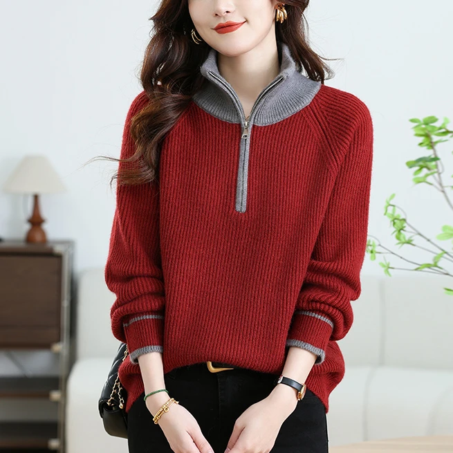 自由领设计感漂亮毛衣女宽松大码显瘦针织衫上衣加厚保暖打底小衫