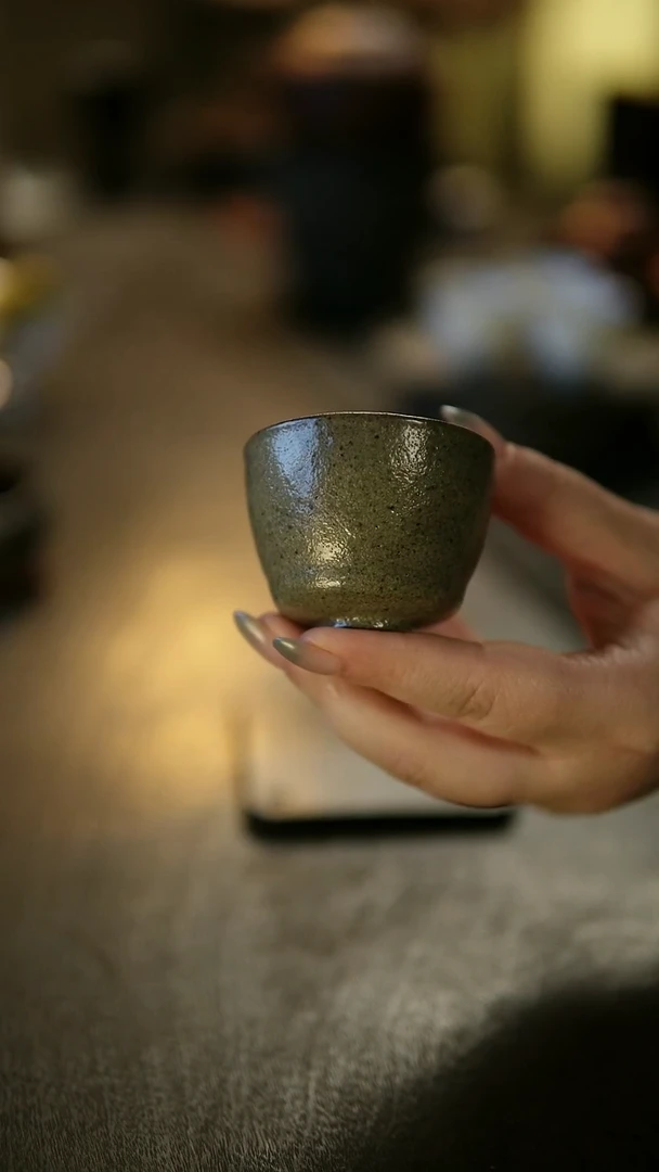 阿眠       云龙陶泥绿釉单杯