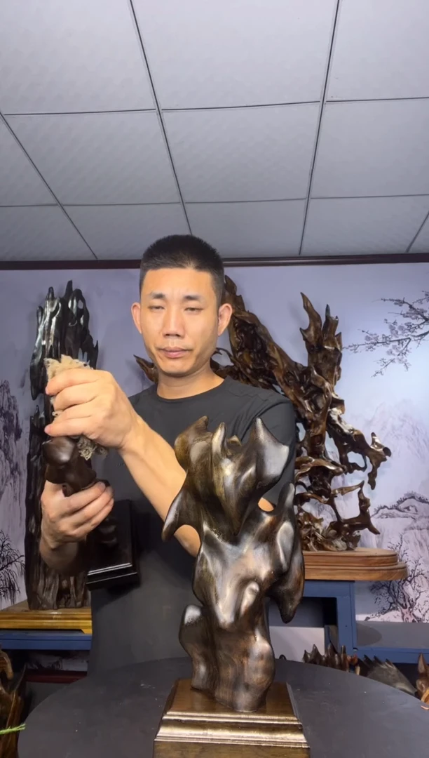 金丝楠木雕款明***楼金丝楠木工艺品摆件