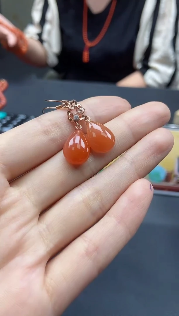 【闪购商品】南红玛瑙耳饰未镶嵌天然南红223