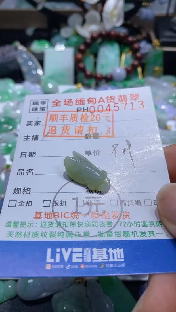翡翠未镶嵌颈饰蝉