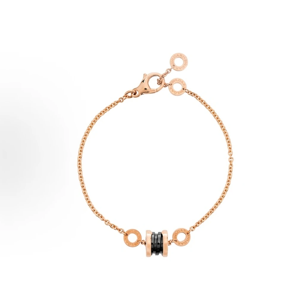 99新 BVLGARI/宝格丽 宝格丽18k金黑陶瓷弹簧手链22年/全套