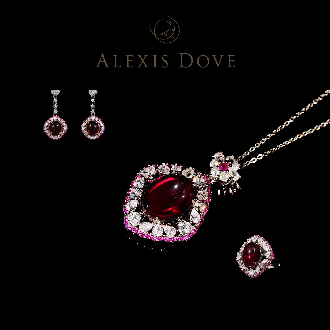 铜合金合成锆石耳饰 【乐亿】气质时尚轻奢荆棘玫瑰套装▼