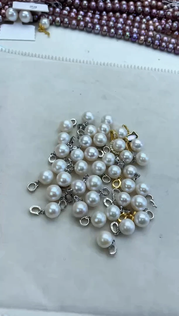 未镶嵌吊坠淡水珍珠随机发一12mm白珠万能扣吊坠(多样性发一）