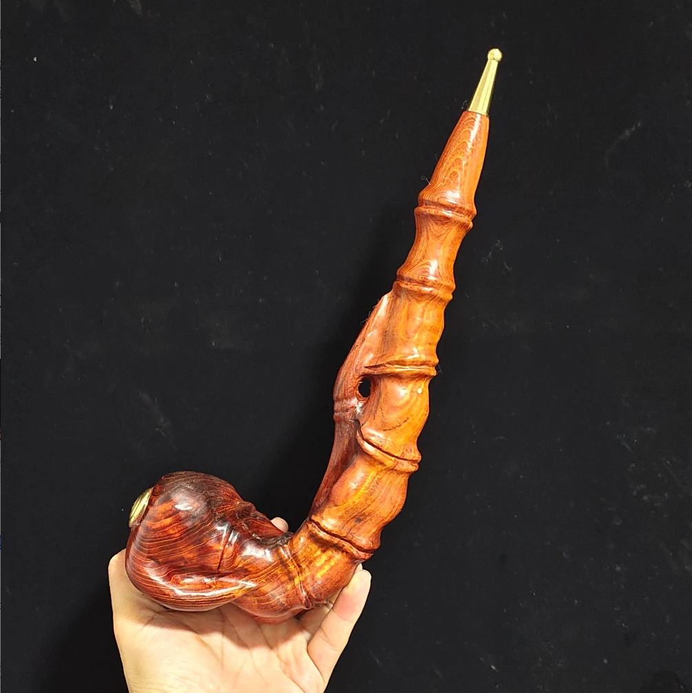 金丝红木手工烟斗（粗细丝叶三用），孤品