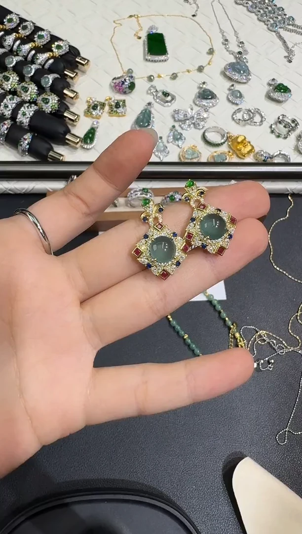 翡翠银S925镶嵌颈饰X0627-1822-240多样性一件