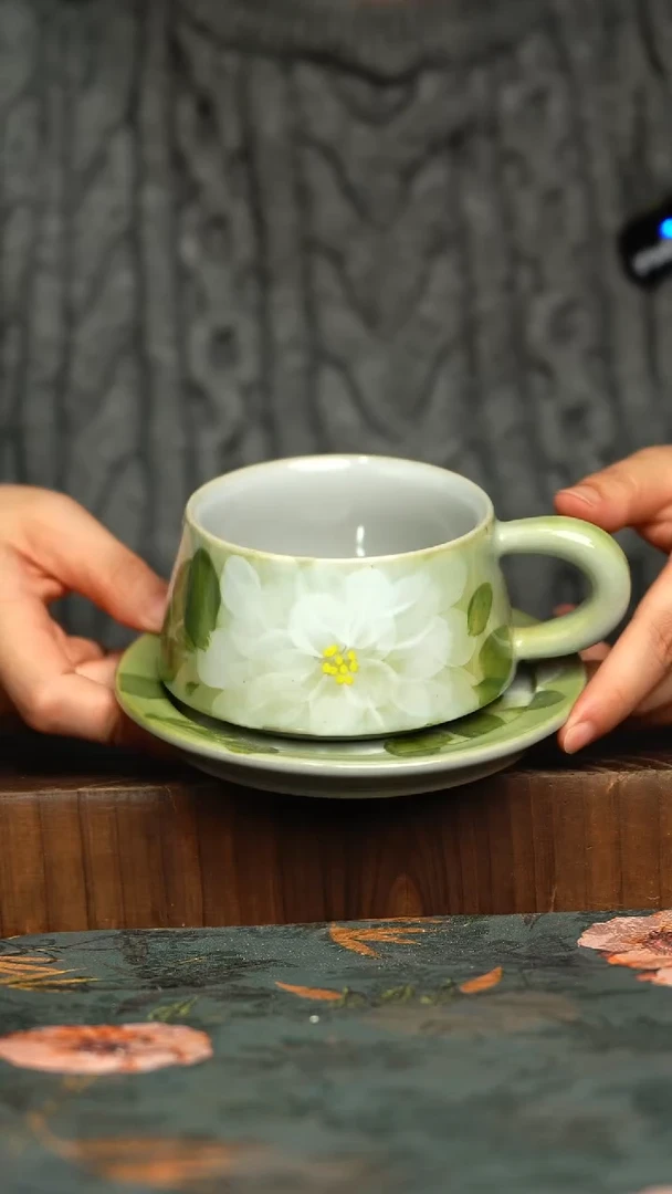 杯釉下彩手工手绘同款陶器