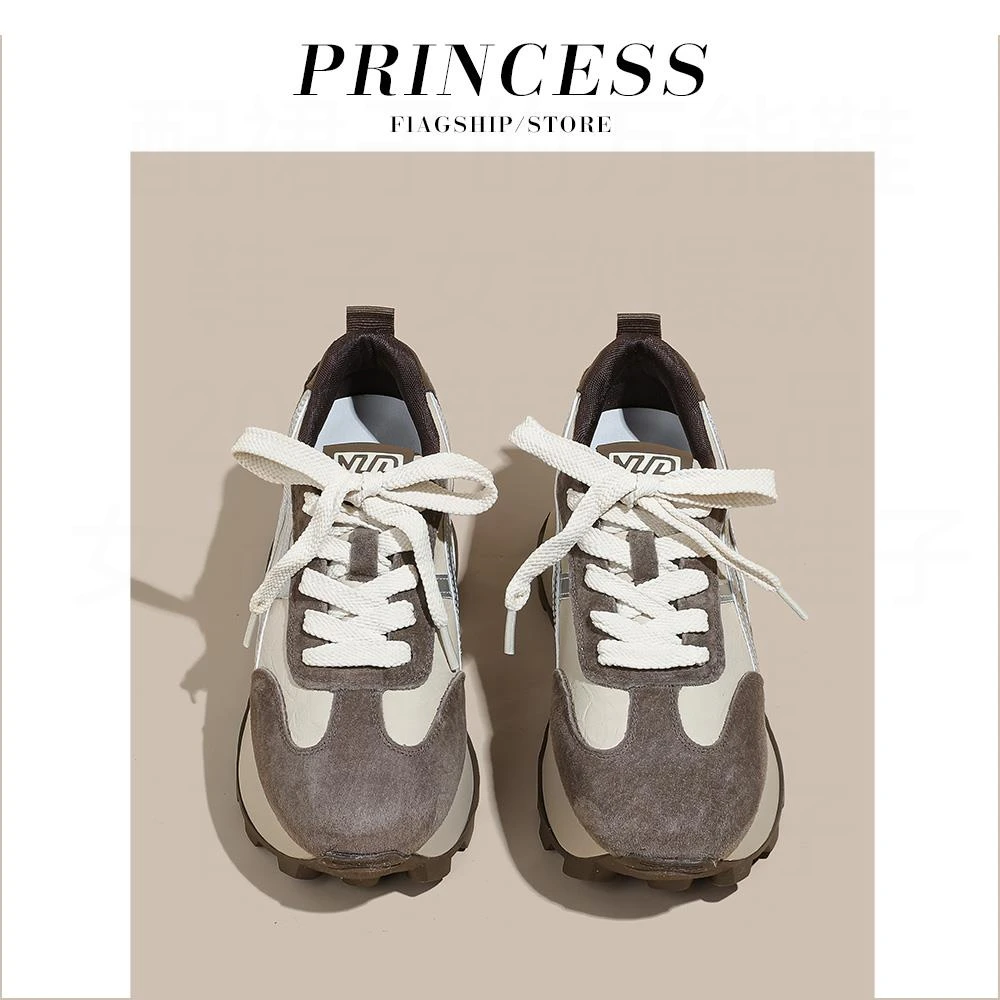 厚底阿甘鞋女款2025春秋新款德训鞋小个子增高复古百搭休闲运动鞋