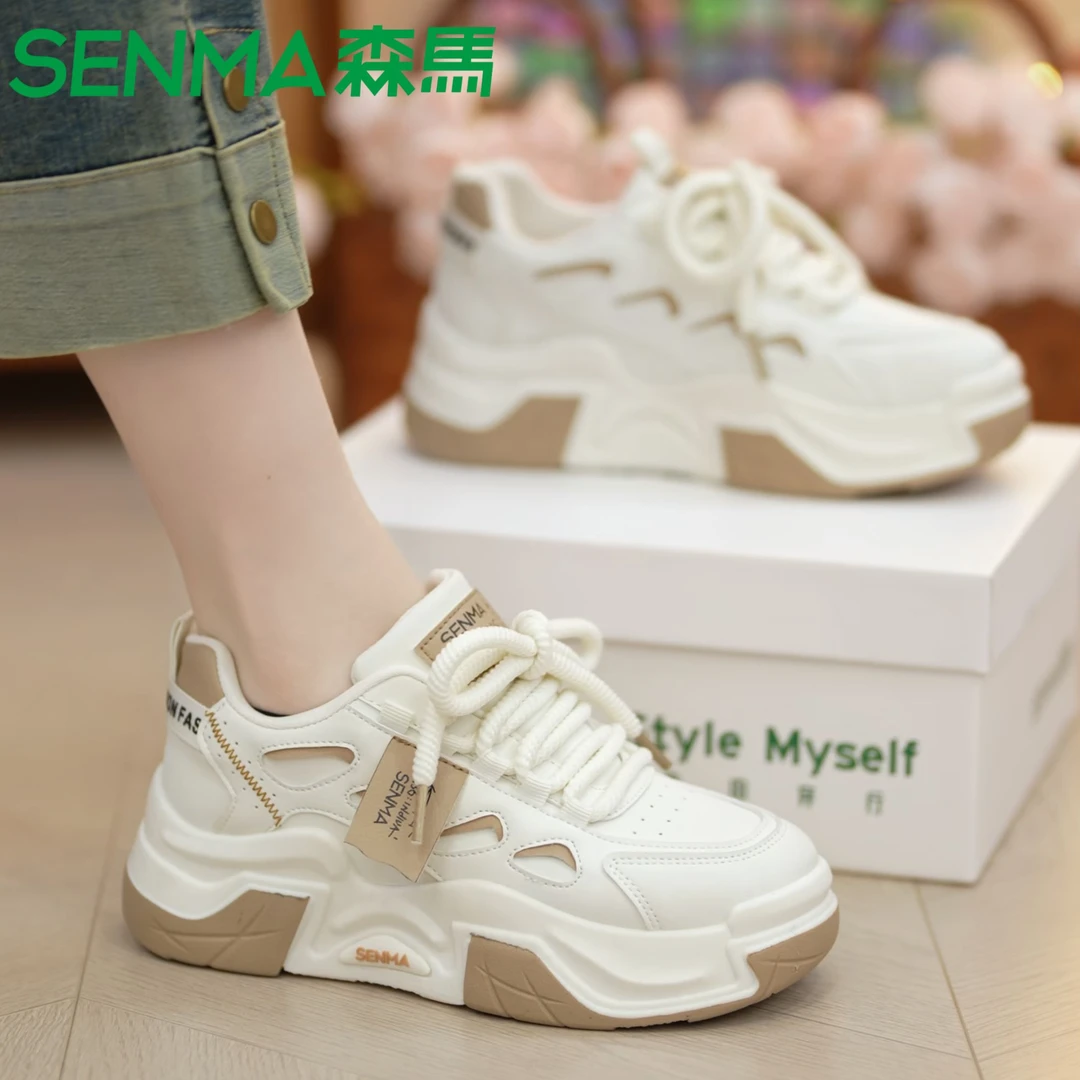 SENMA/森马2025新款百搭小白韩版厚底网红时尚潮流厚底老爹鞋女