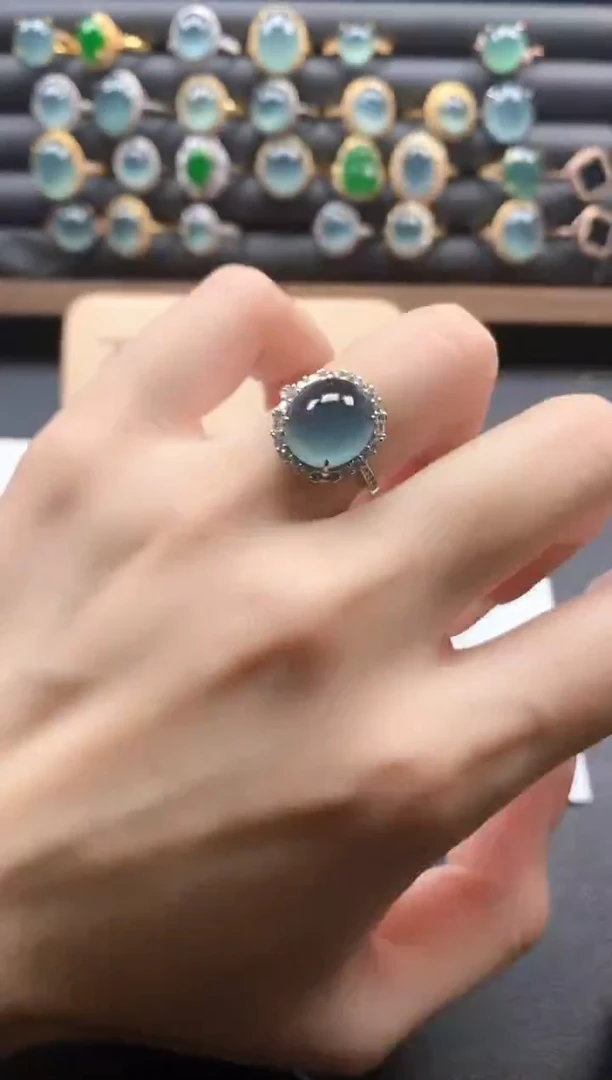 银S925镶嵌戒指翡翠51511