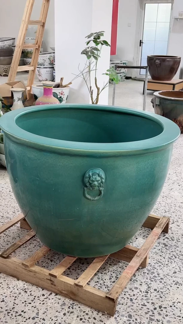 缸直径一米高度75翡翠绿狮耳门海