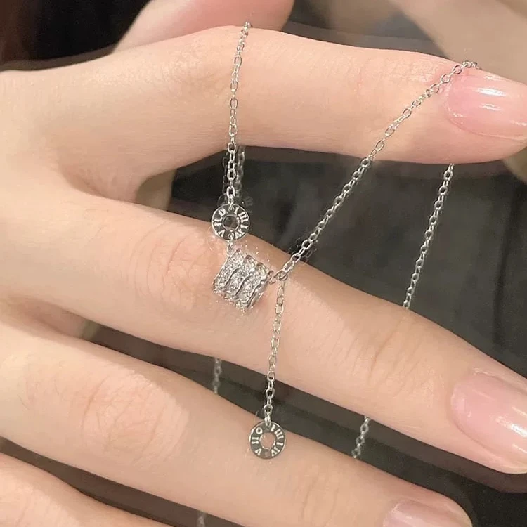 坠链均足银 足银990小蛮腰项链轻奢百搭吊坠小众纯银锁骨链女爆款