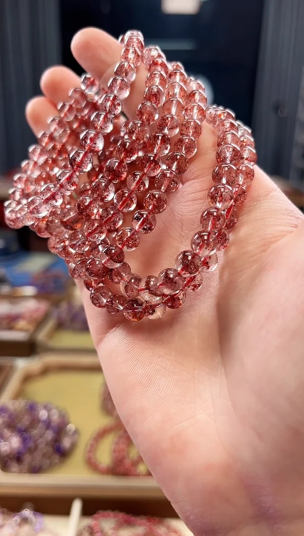 未镶嵌手串水晶金草莓超七单圈手串6mm【多样性发一】