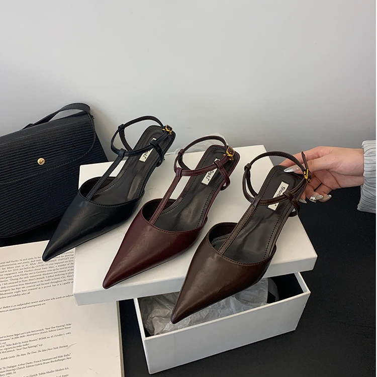 法式浅口凉鞋女新款2025春季高跟尖头鞋子小众女鞋设计感玛丽珍鞋