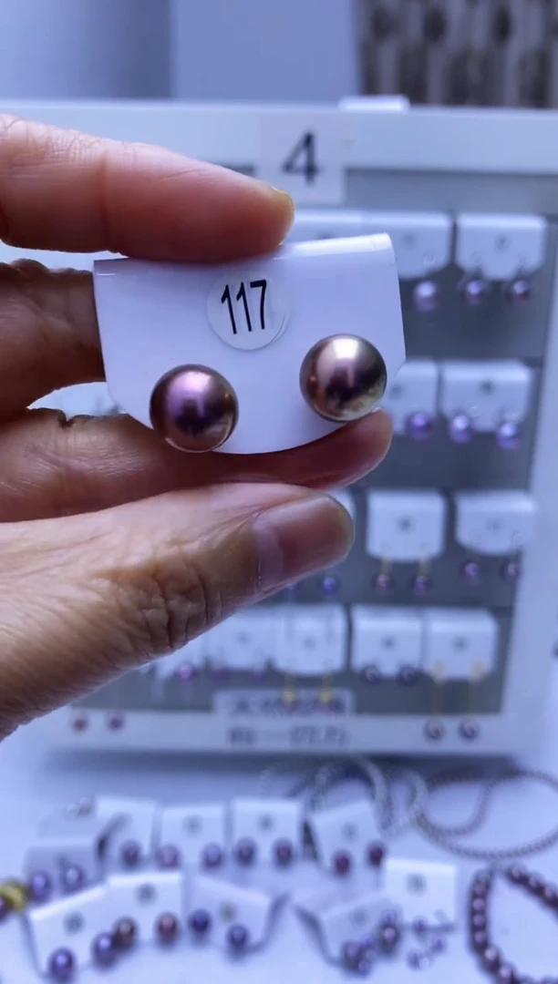 银S925镶嵌耳饰淡水珍珠117