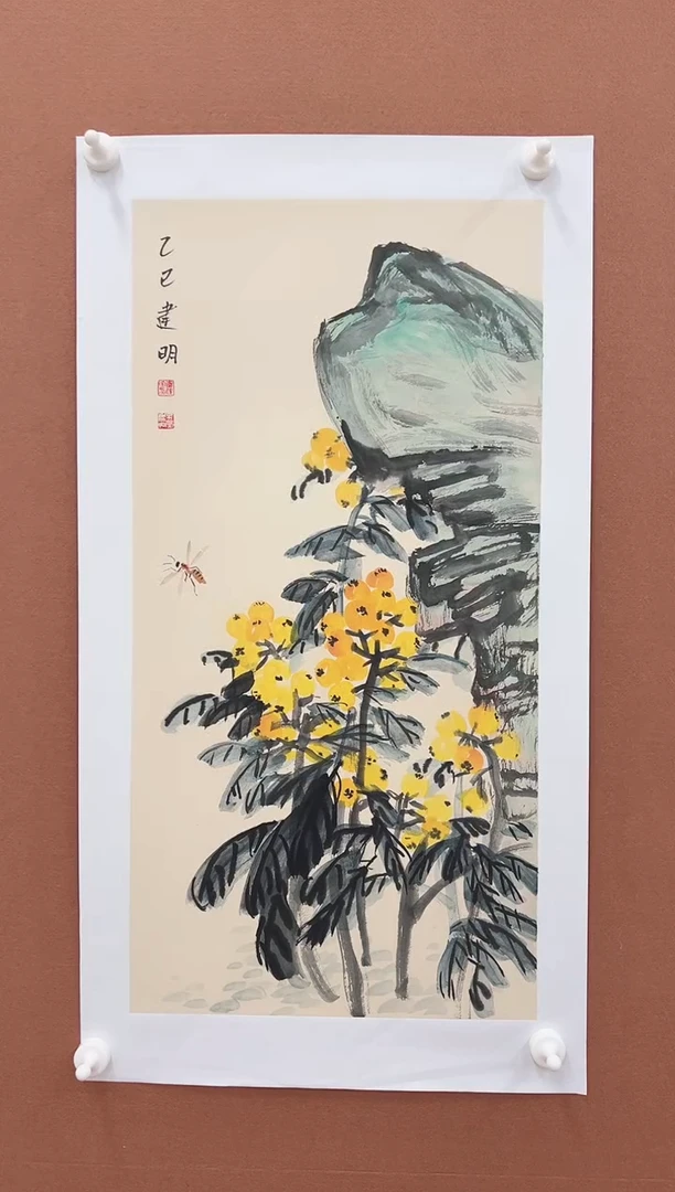 国画童建明二平尺花鸟作品