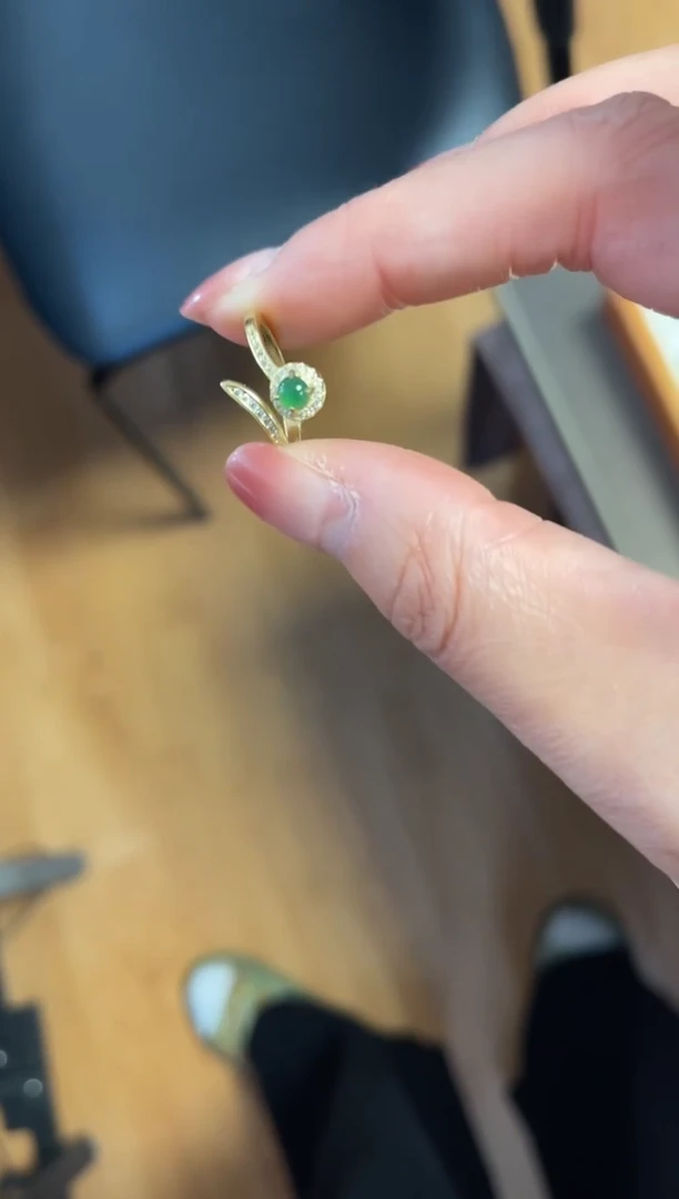 银S925镀金镶嵌挂件翡翠，戒指