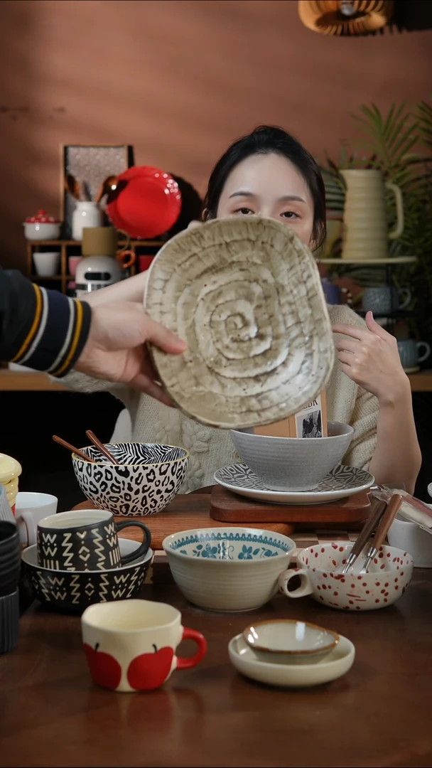 瓷片粗陶麻点异形方盘 微瑕 凑满20发货