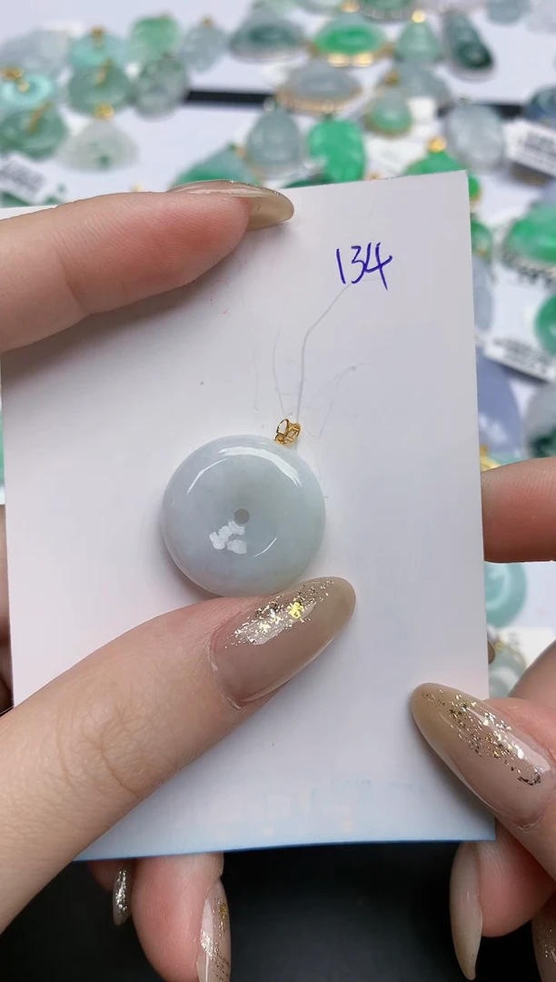 【闪购商品】翡翠颈饰18K金镶嵌天然缅甸翡翠A货