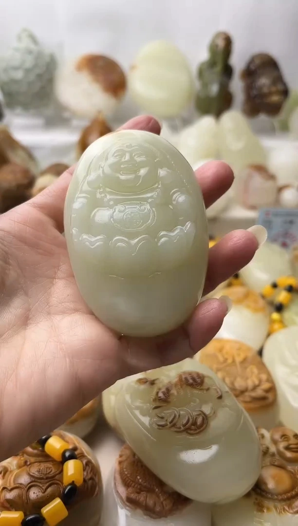 石材古青石棉纹正常不退换弥勒佛