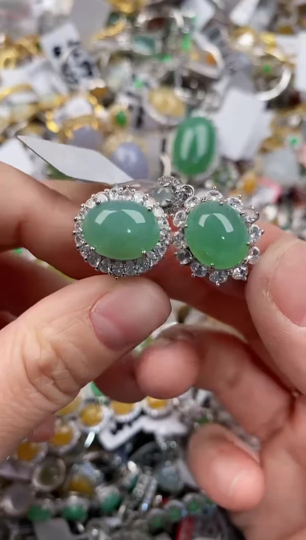 银S925镶嵌戒指翡翠333      10