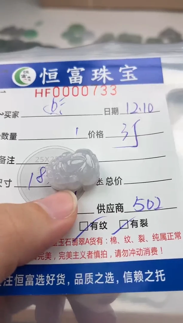 颈饰未镶嵌翡翠?****?翡翠挂件貔貅733